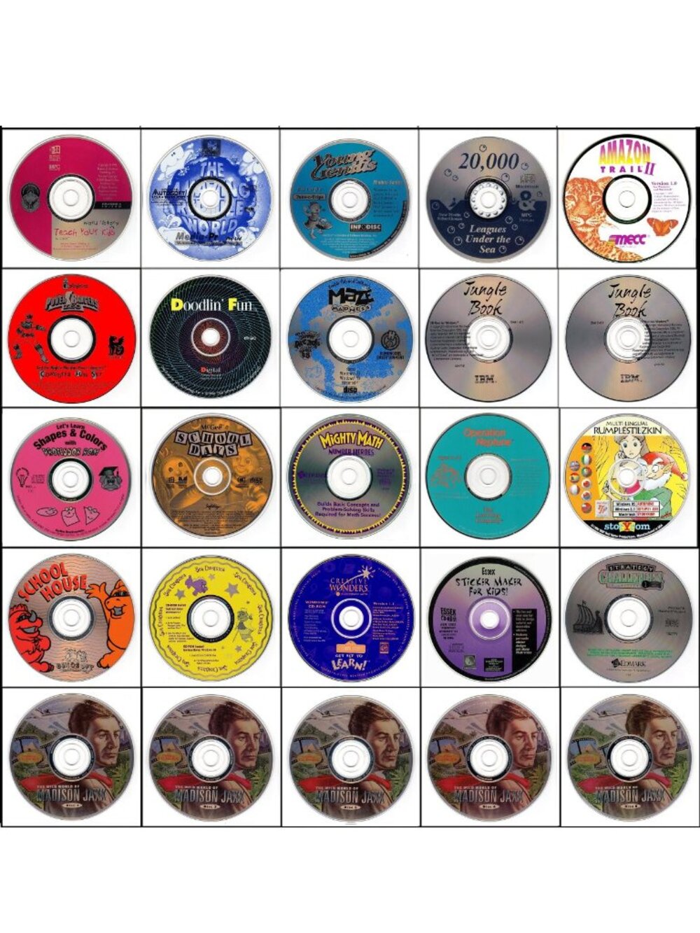 25 CD-ROM Kids Lot #3 (1995-1996) Vintage NEW or Like NEW CD's in Sleeves